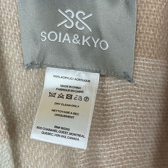 Soia & Kyo Fringe Blanket Wrap Shawl Poncho Cream Pink One Size - Picture 5 of 7